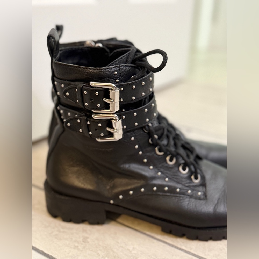 Rebecca Minkoff - Black Studded Leather Ankle Boots - size 8.5 - Picture 6 of 11